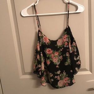 floral crop top with open back chain detail